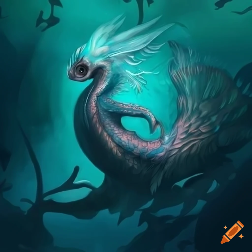 Elegant aquatic mythical creature with expressive eyes