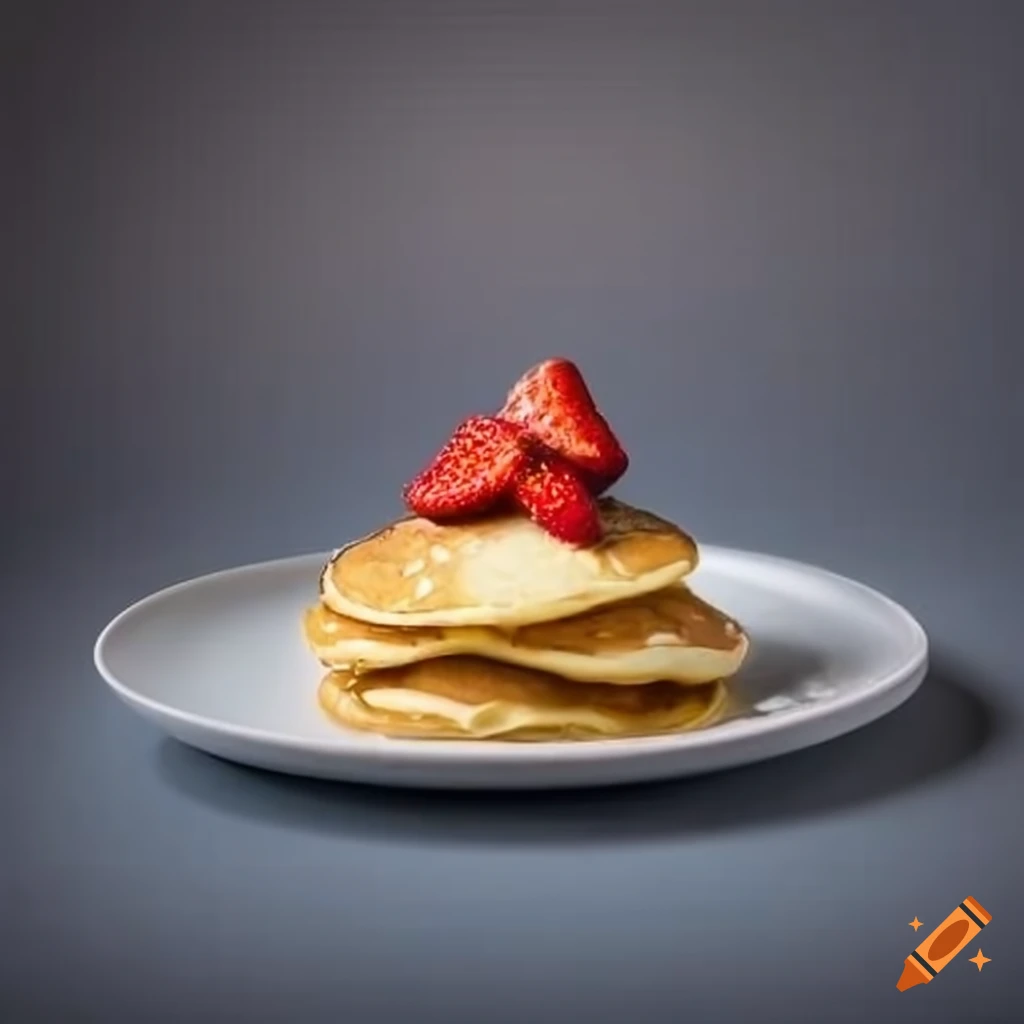 pancake topped with fresh strawberries