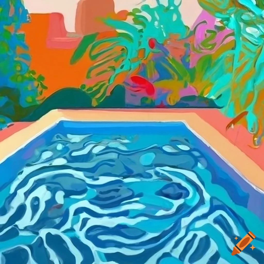 Swimming pool artwork inspired by david hockney