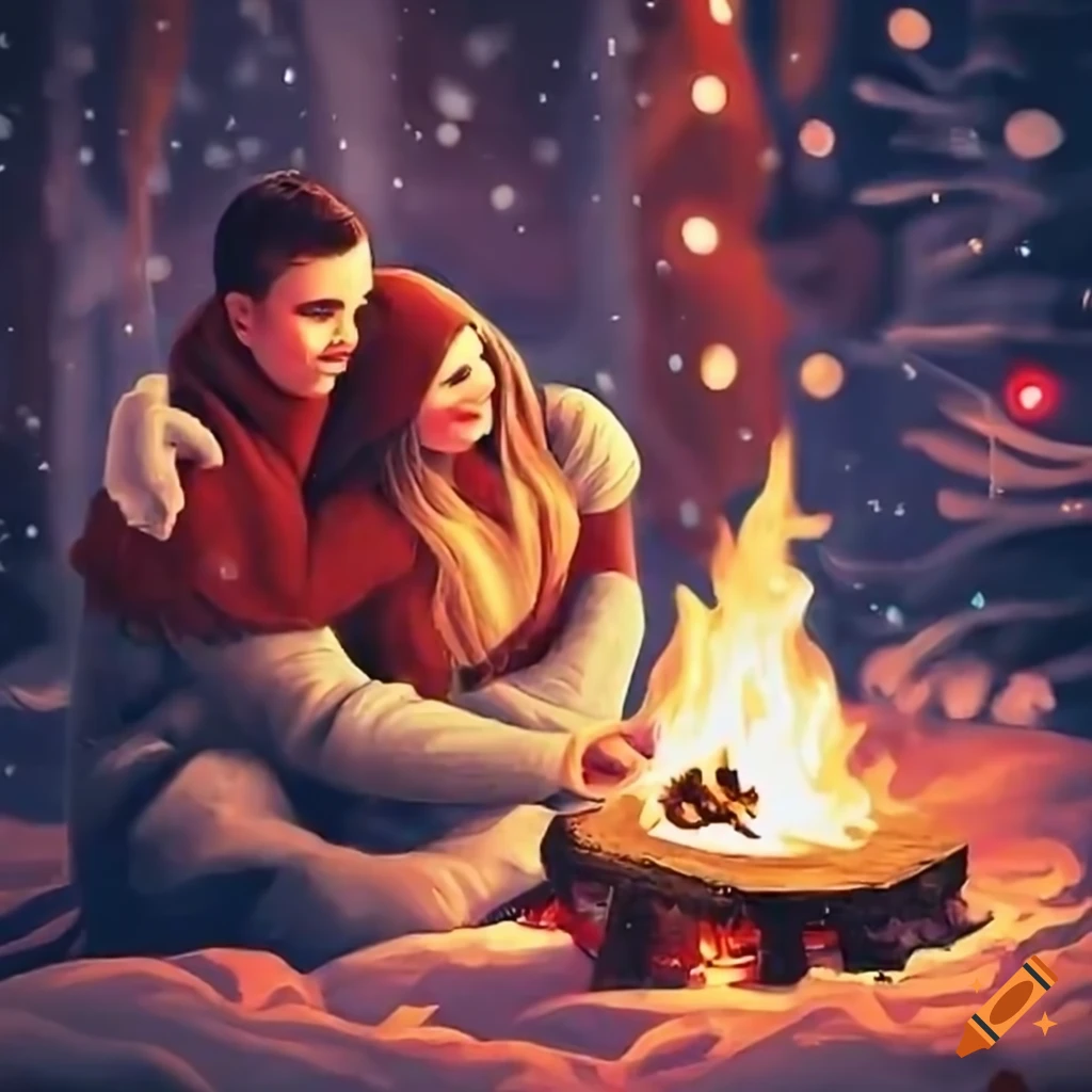 romantic-winter-scene-by-a-campfire-on-craiyon