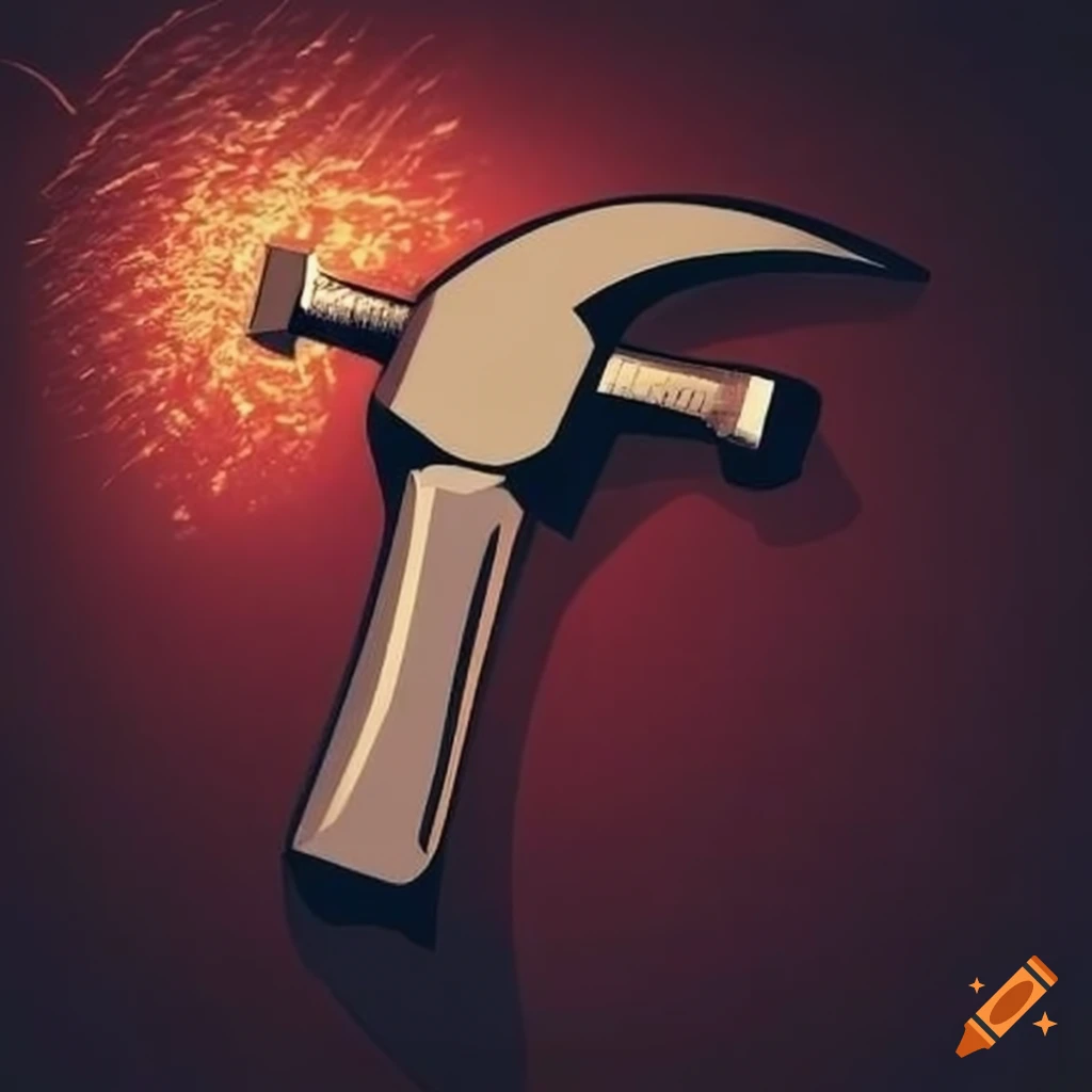 Hammer and nails glyph icon construction repair Vector Image
