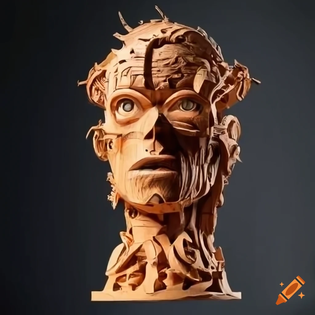 wooden sculpture of the Back To The Future cast