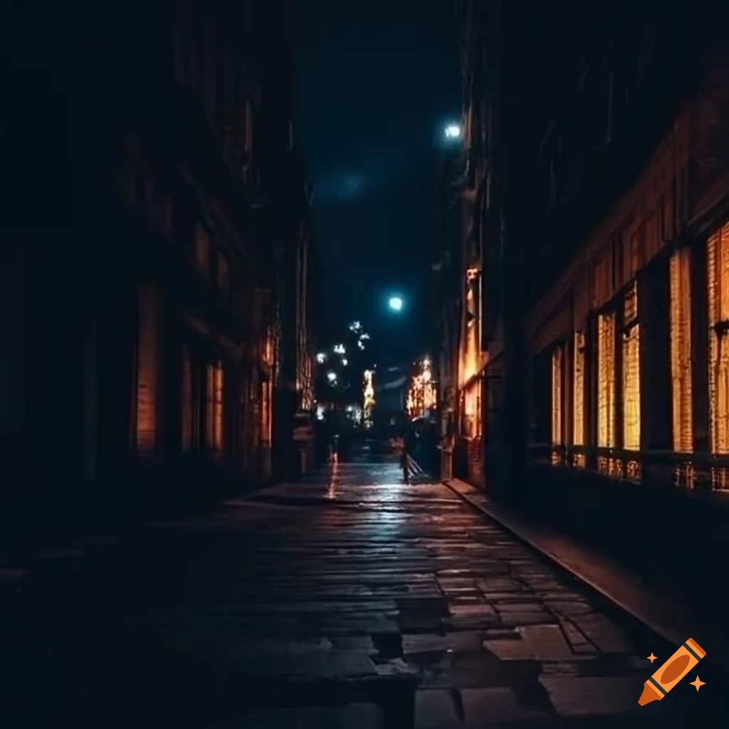 dark city lane at night