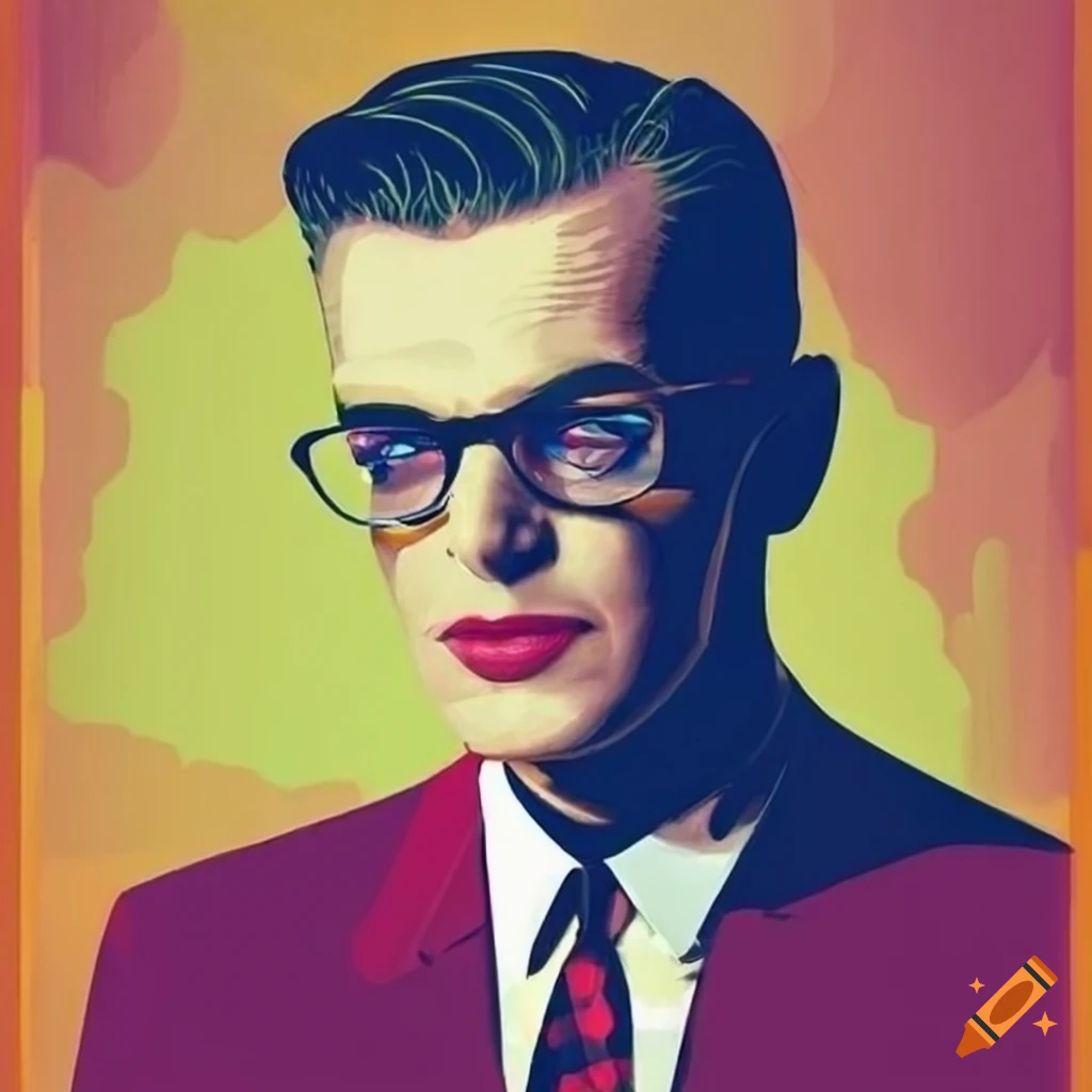 Retro artwork of a stylish businessman from the 1950s