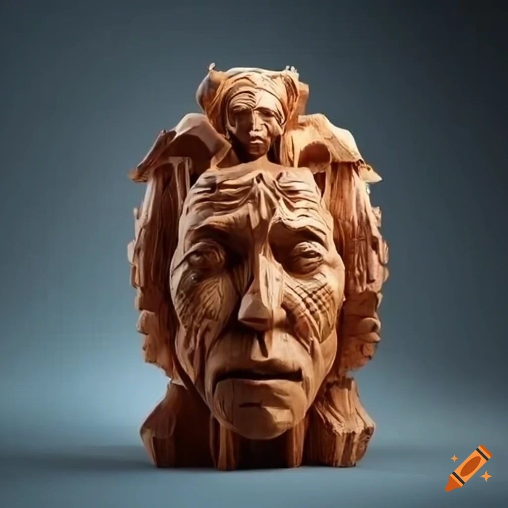 Wooden Sculpture Of The Back To The Future Cast Wooden sculpture of the back to the future cast