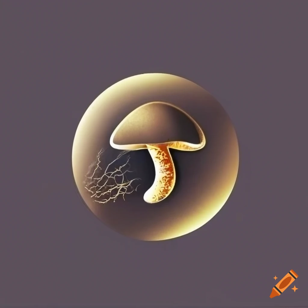 black and gold logo of a lightning bolt mushroom within a golden zen circle