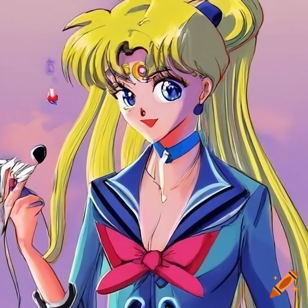 sailor moon-style stewardess illustration