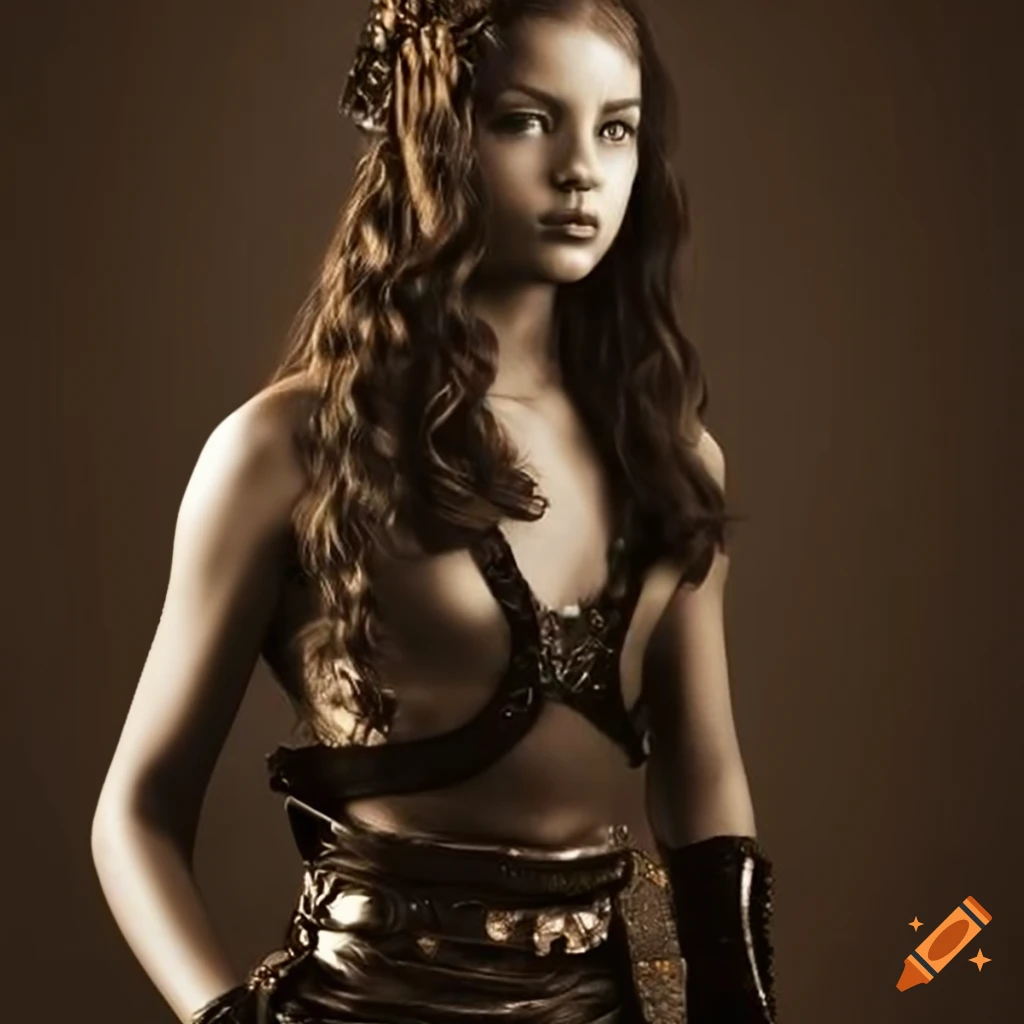 sepia-toned image of a young amazon warrior girl