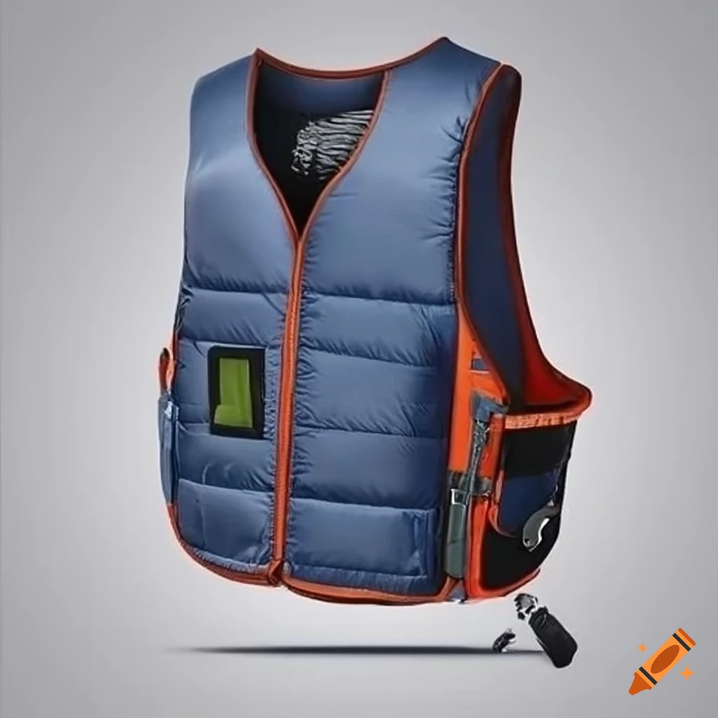 Life jacket with gps beacon, survival ration, and drinking water