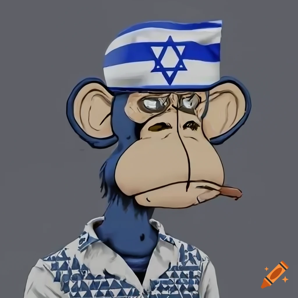 AR of Bored Ape Yacht Club NFT collection with Israel flag