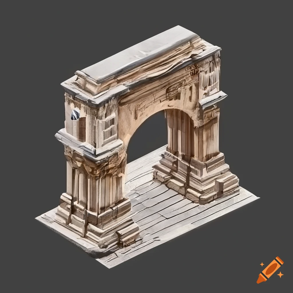 marble arch with olive trees in the foreground