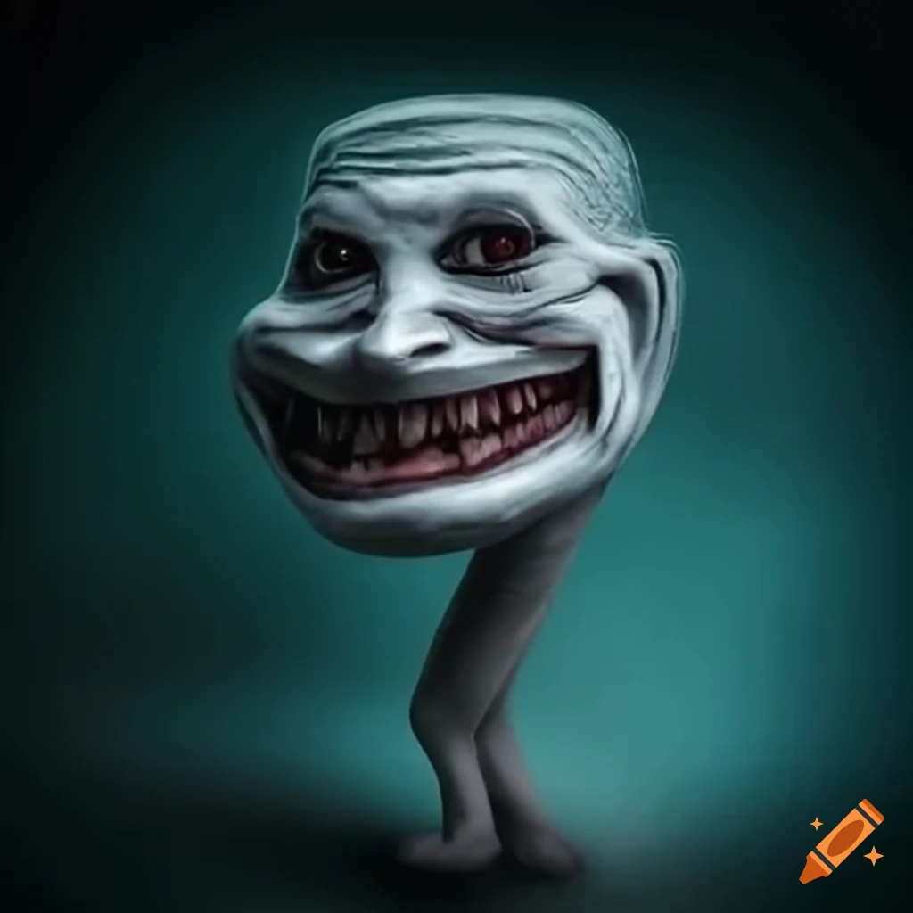realistic, hyperdetailed photo of the troll face meme