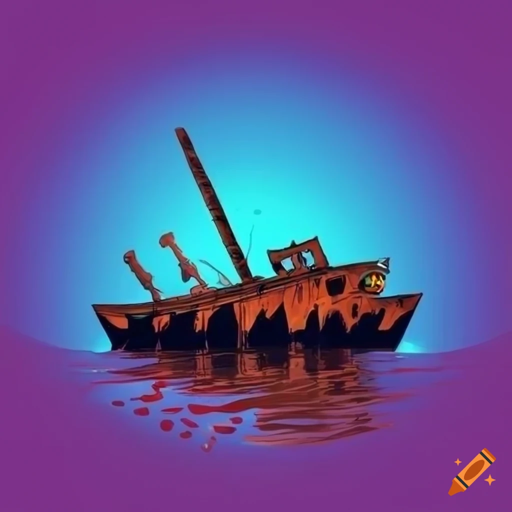 vector art of a shipwreck in Tangalooma