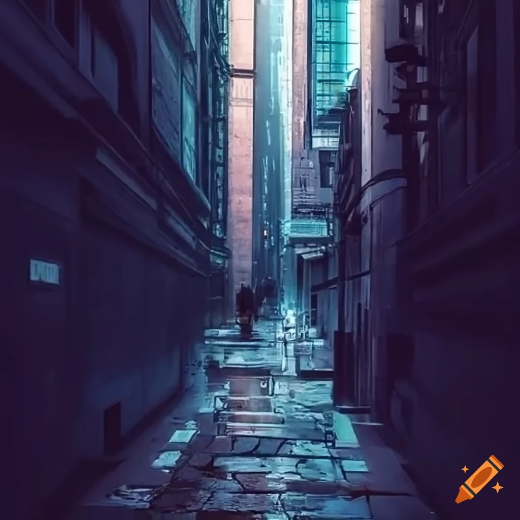 image of a futuristic city alleyway