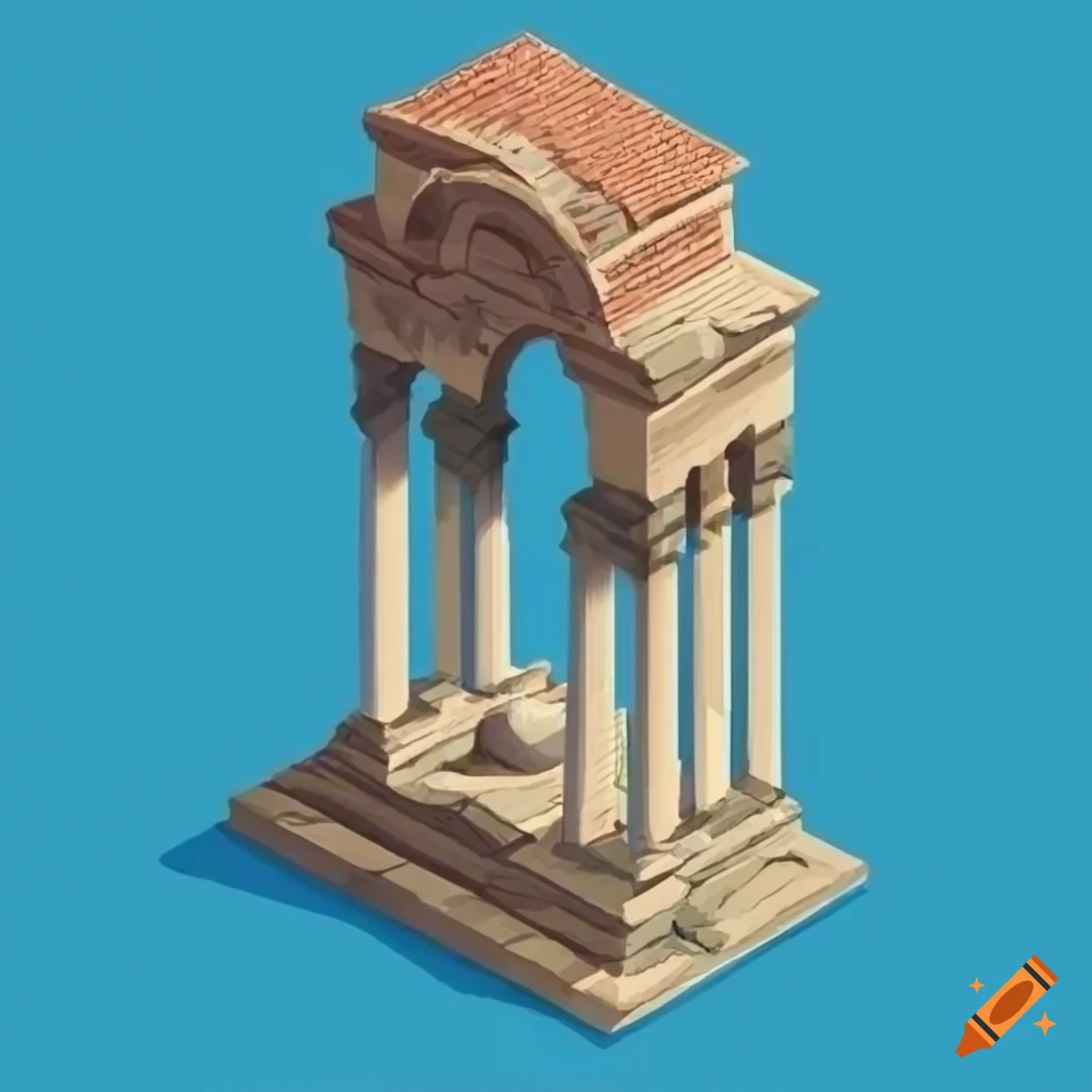 Isometric View Of Ancient Roman Buildings On Craiyon