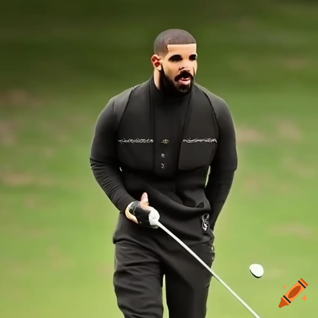 Drake the rapper playing golf on Craiyon