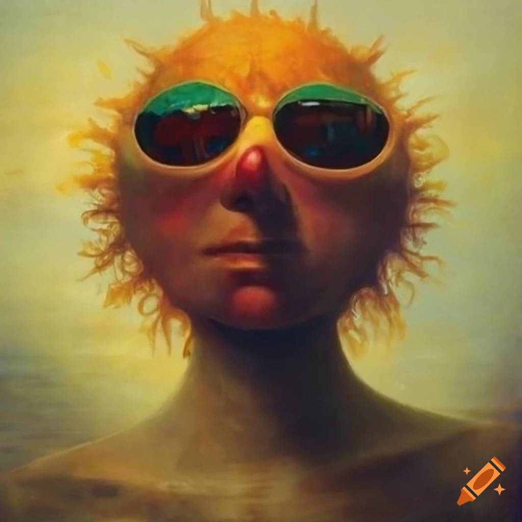 artwork of a smiling sun with sunglasses