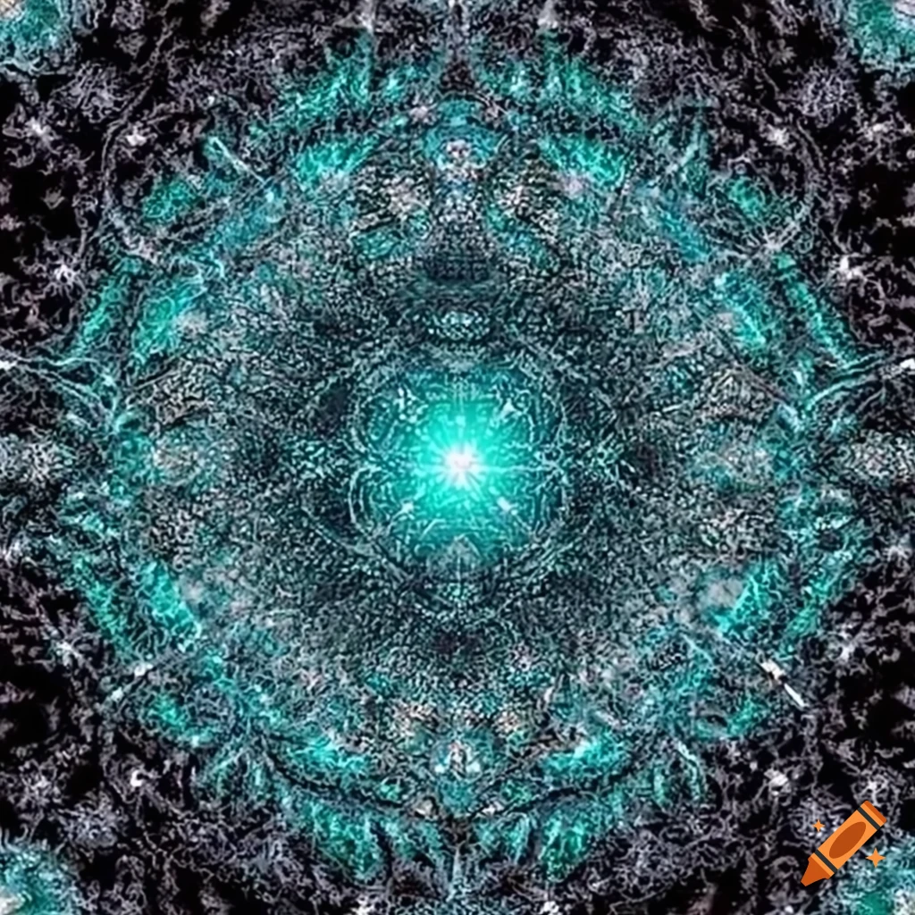 glittering cosmic dust in merkhaba sacred geometry