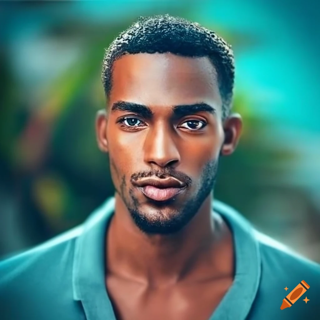 Portrait of a handsome caribbean man on Craiyon