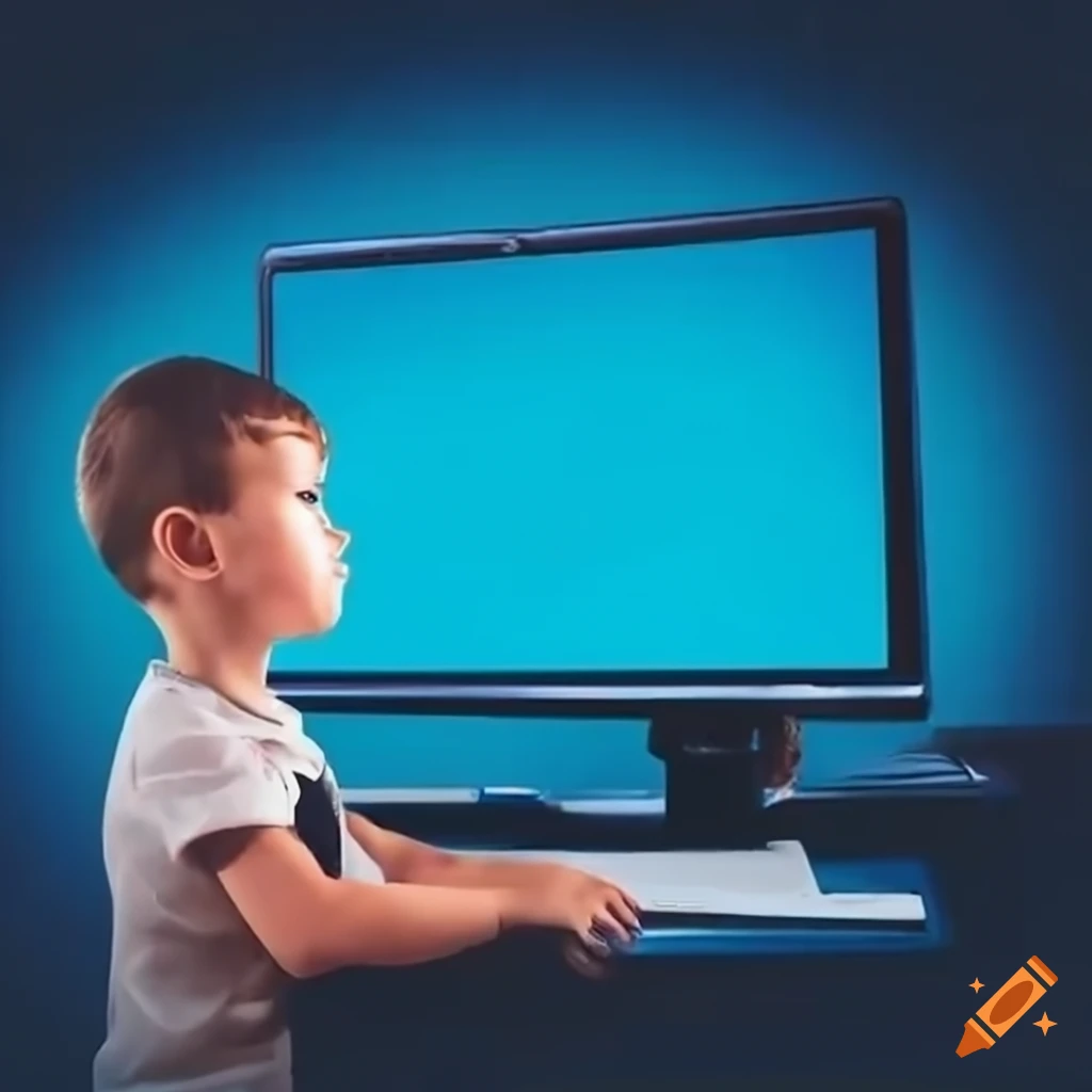 Child using a desktop computer