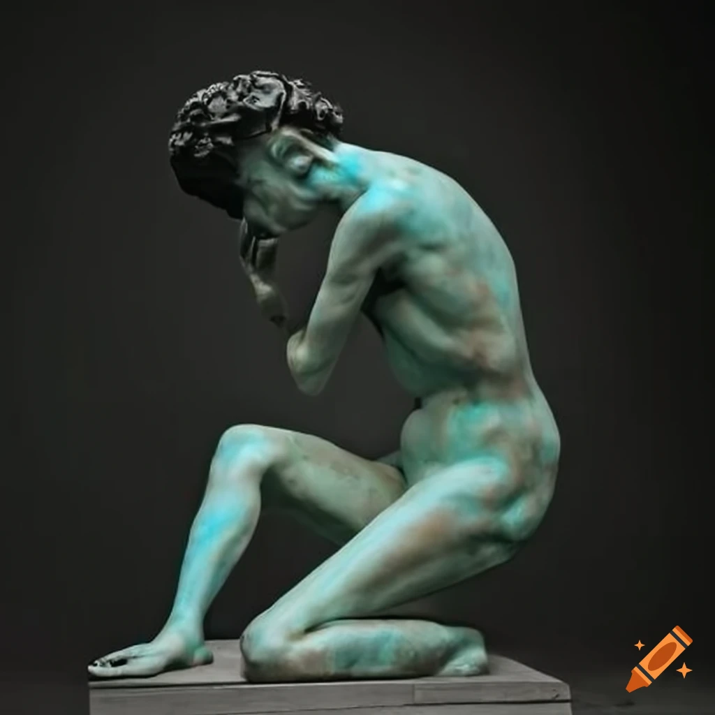 sculpture depicting a person with a hunch