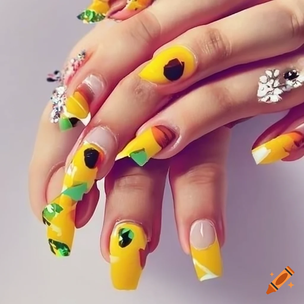 Sunflower nail art design on Craiyon