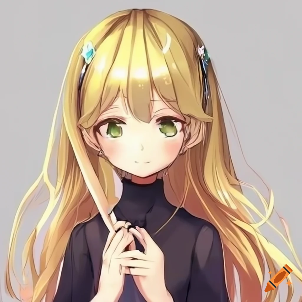 Anime girl with blonde hair on Craiyon