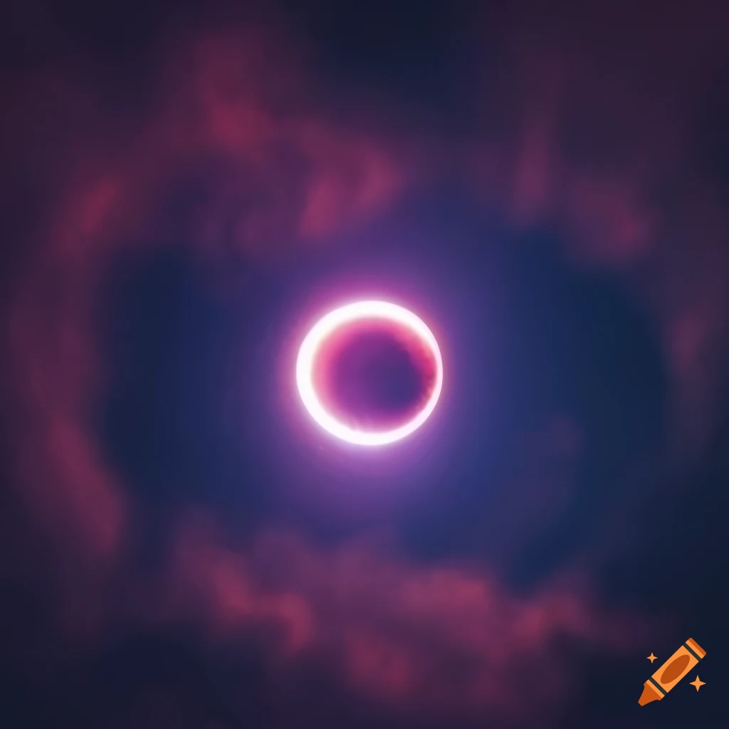 Wideangle view of a colorful solar eclipse with nimbus clouds on Craiyon