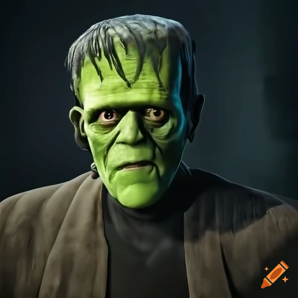 Realistic portrayal of frankenstein's monster in a laboratory