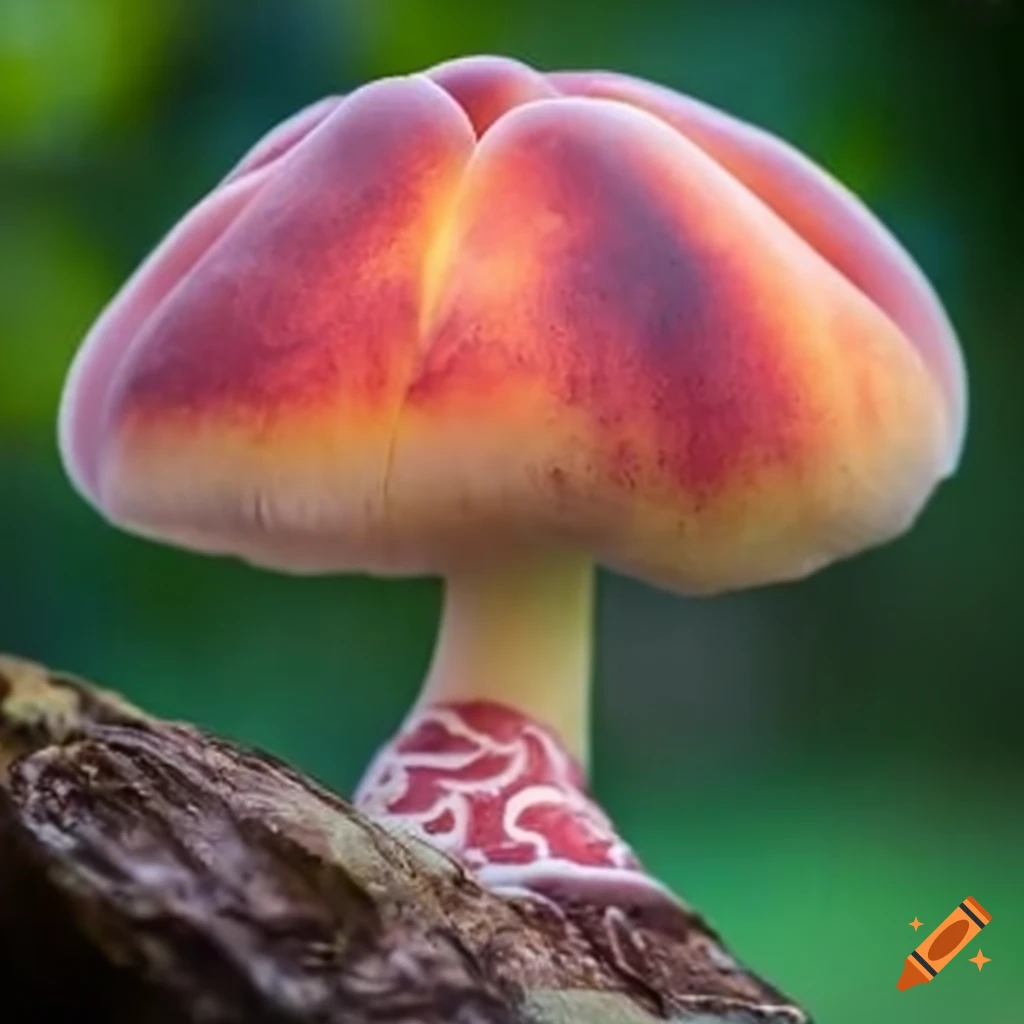 peach-shaped mushroom growing