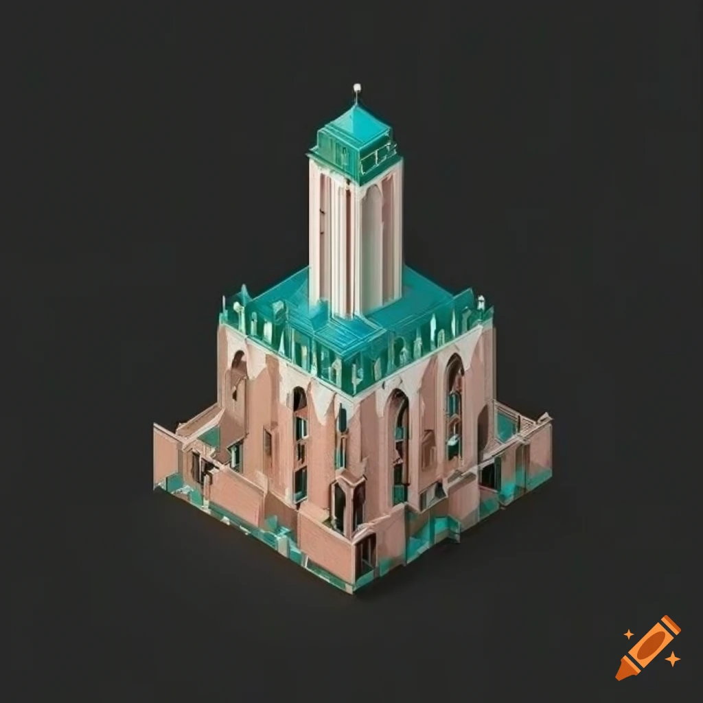 isometric view of art deco building in Casablanca