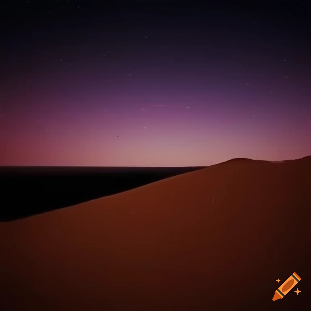 ancient desert landscape under the night sky