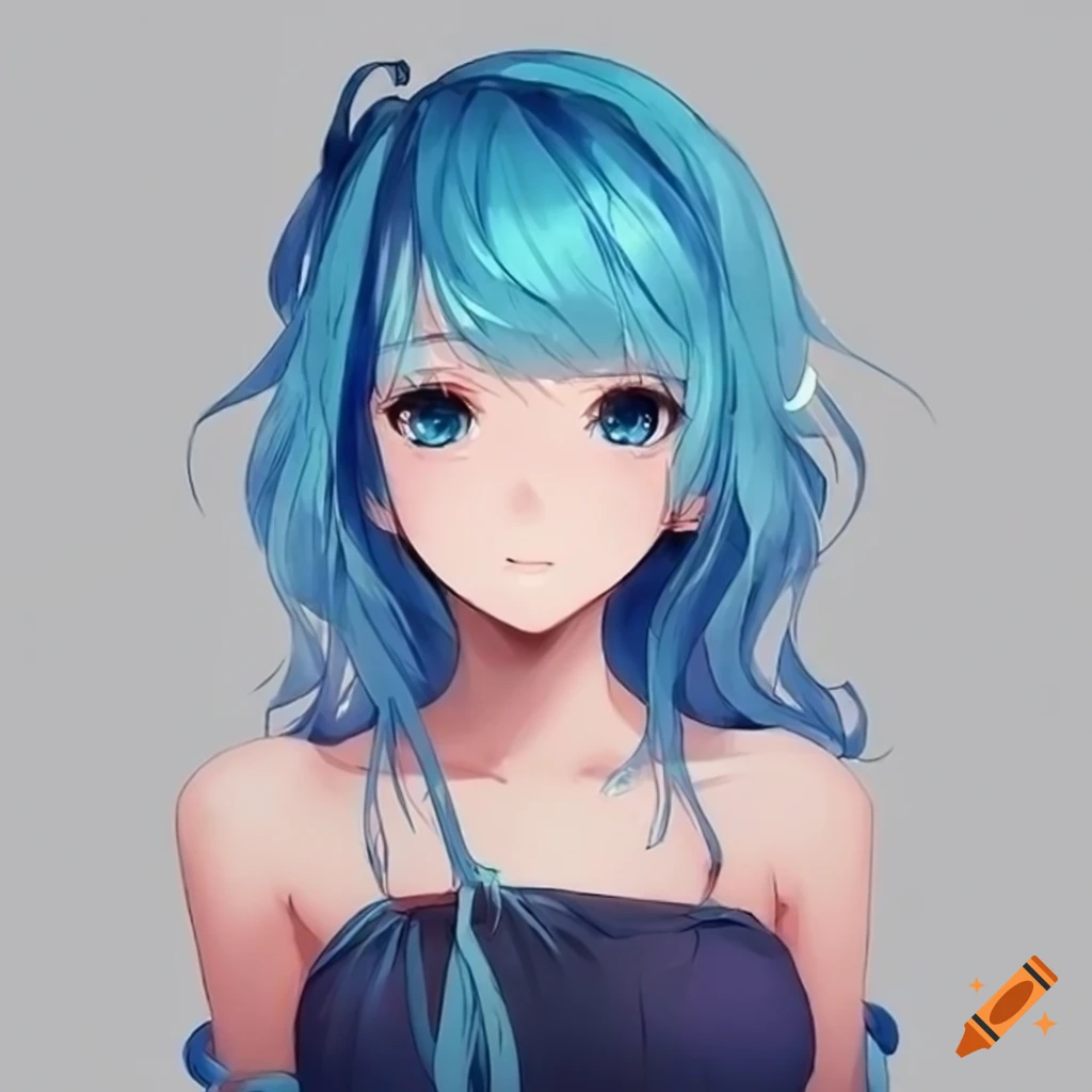 Anime girl with blue hair