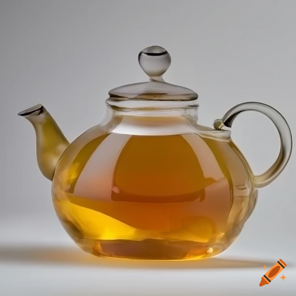Glass teapot with yellow tea on Craiyon