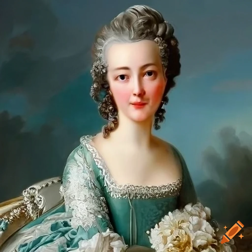 portrait painting of an elegant lady in 1770s gown