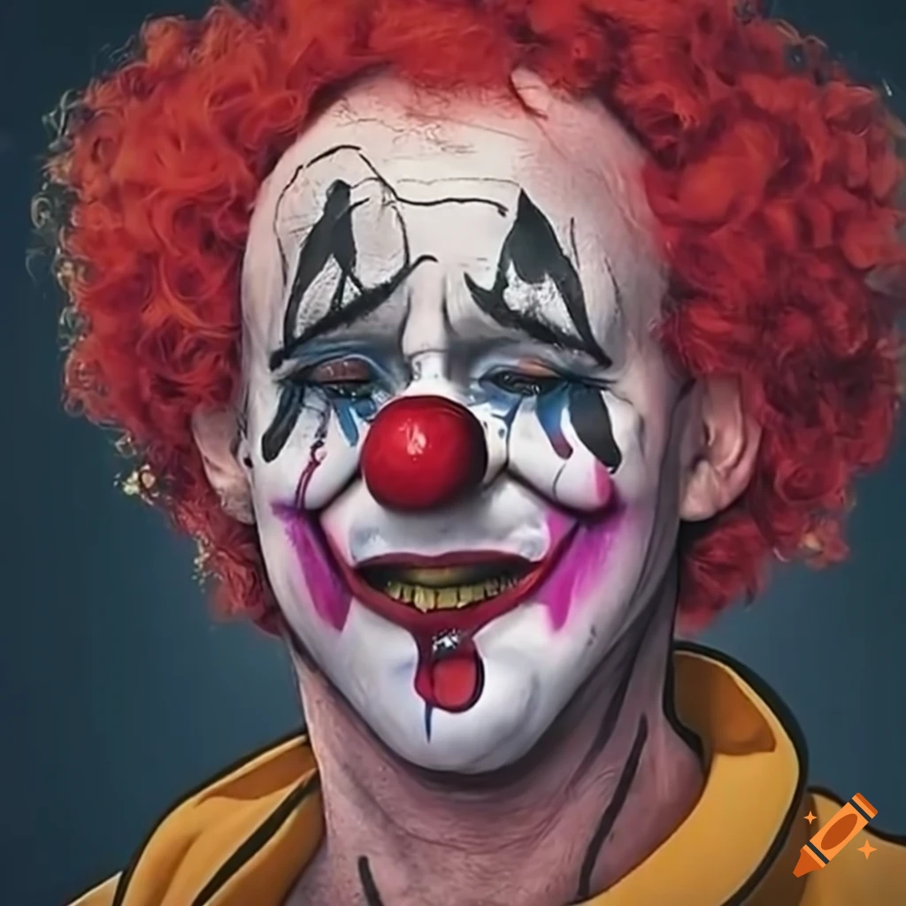 John Kirby crying in clown makeup