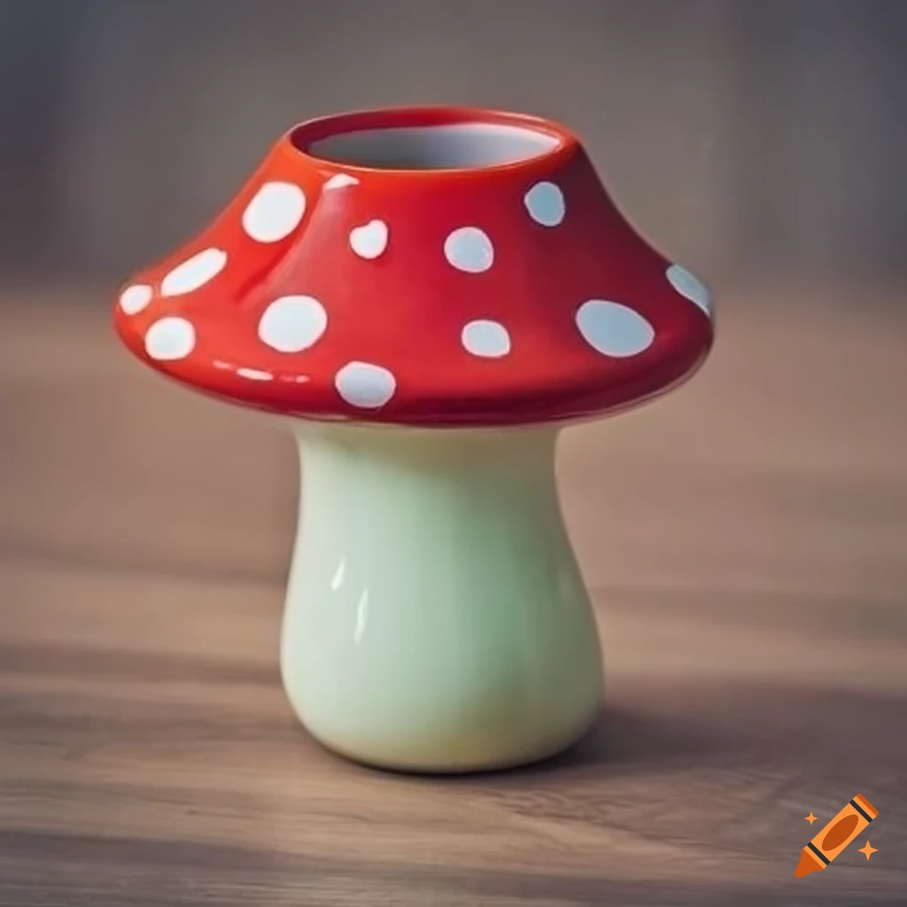 multicolored mushroom-shaped mug on a table