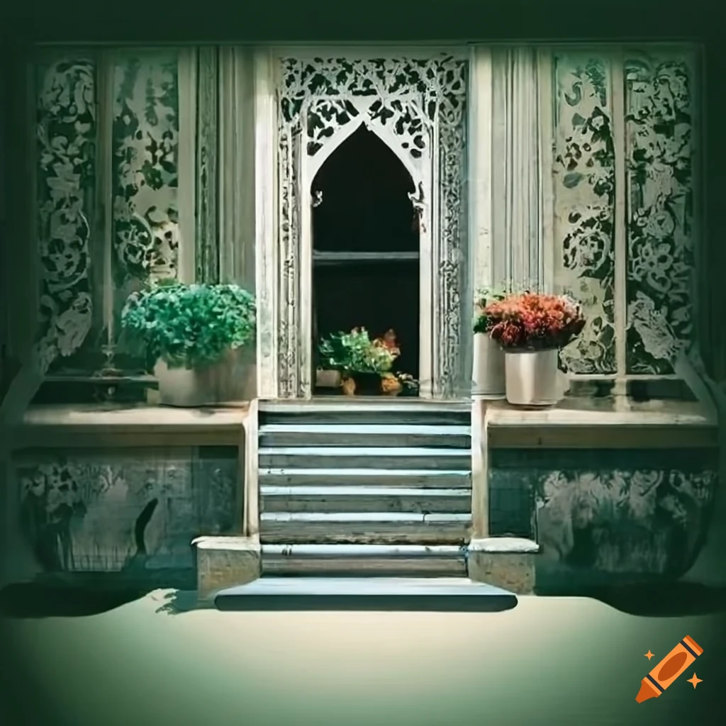 silver stairs leading to a balcony in a garden