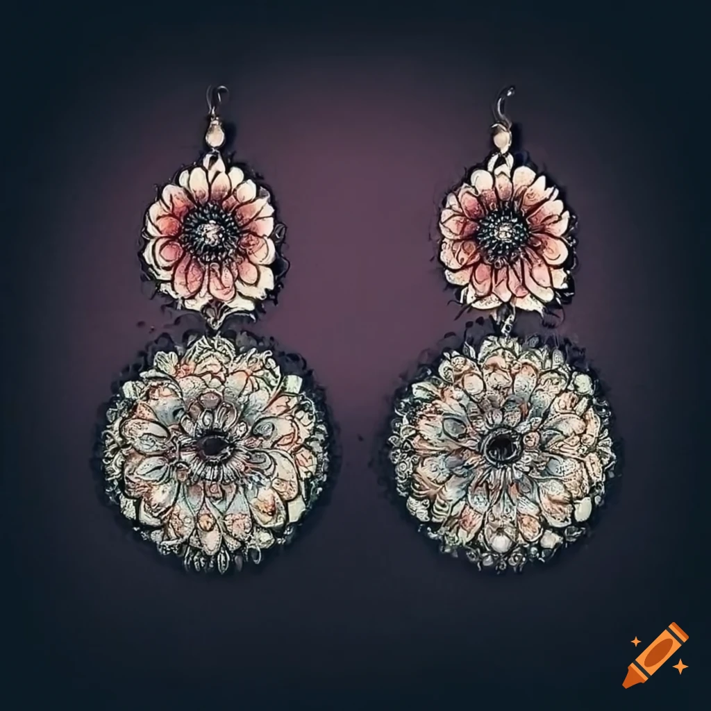 Red chrysanthemum flower earrings