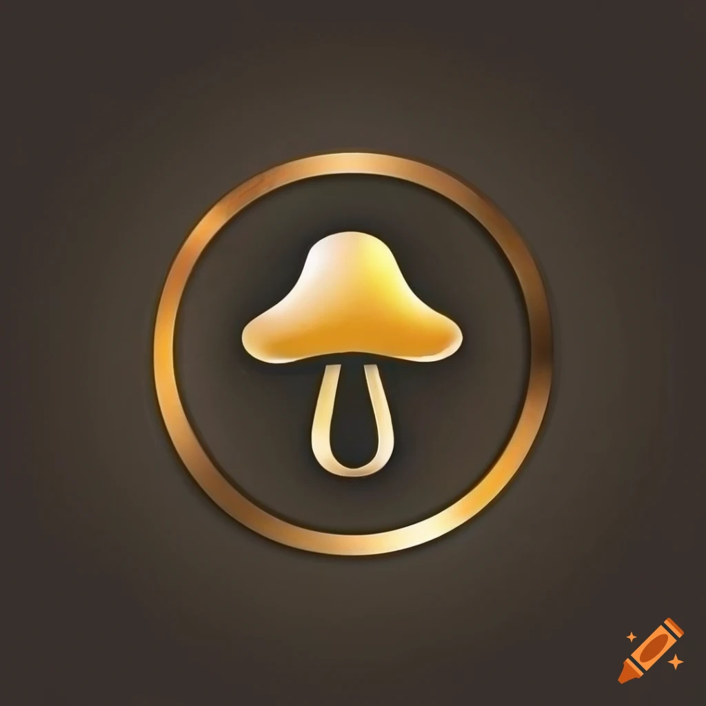 elegant logo design with black and golden mushroom in a golden lightning bolt circle