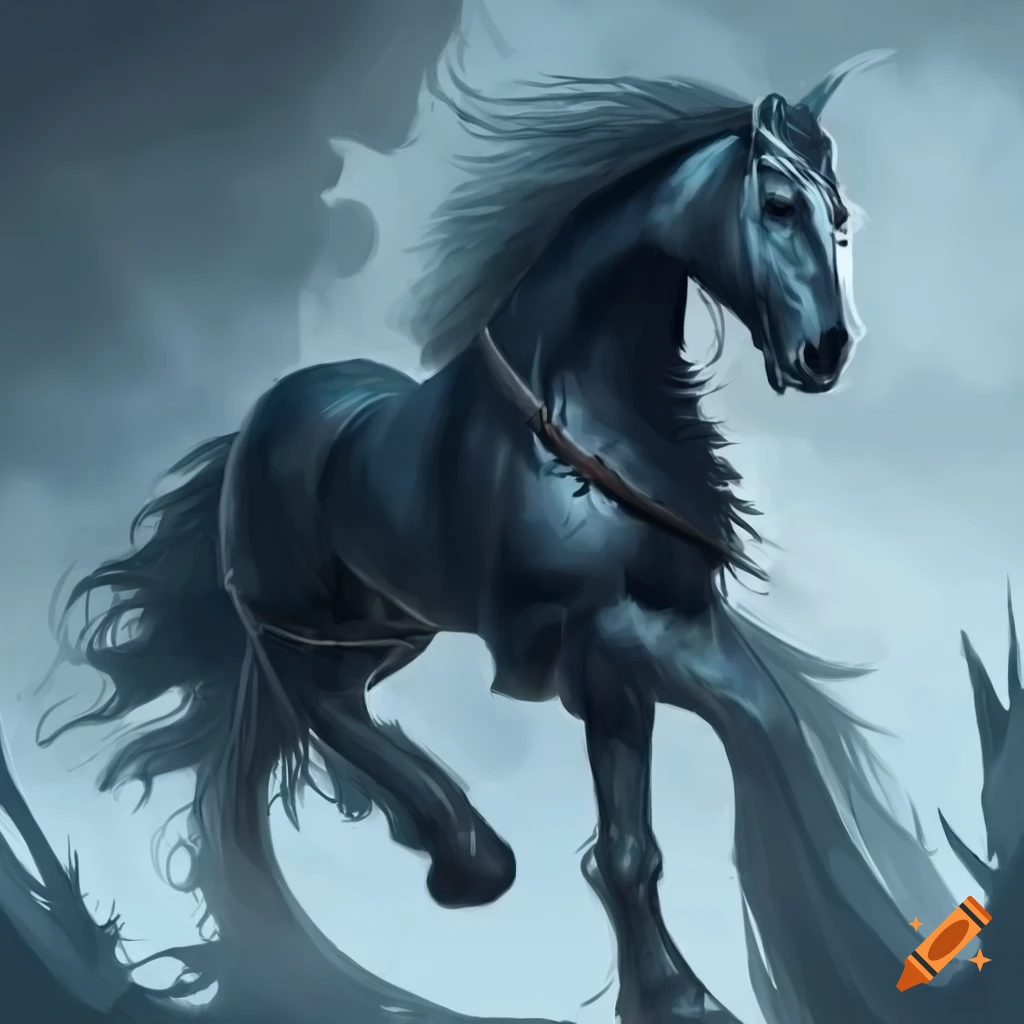 Dark fantasy horse rearing up