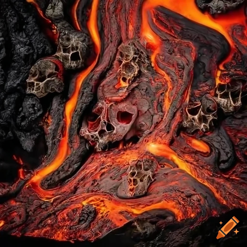 artwork-of-a-sea-of-lava-and-liquid-metal-skulls
