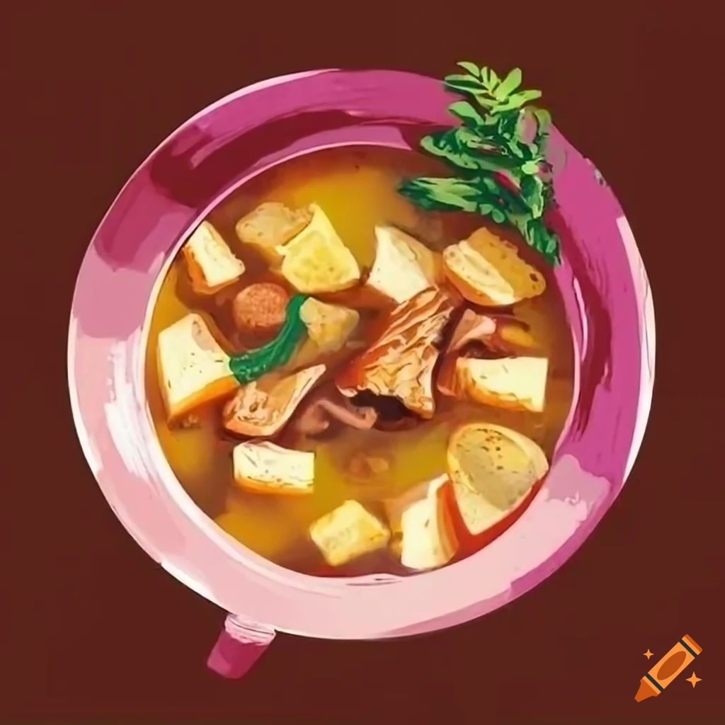 stylish print of a delicious potato soup with ribs
