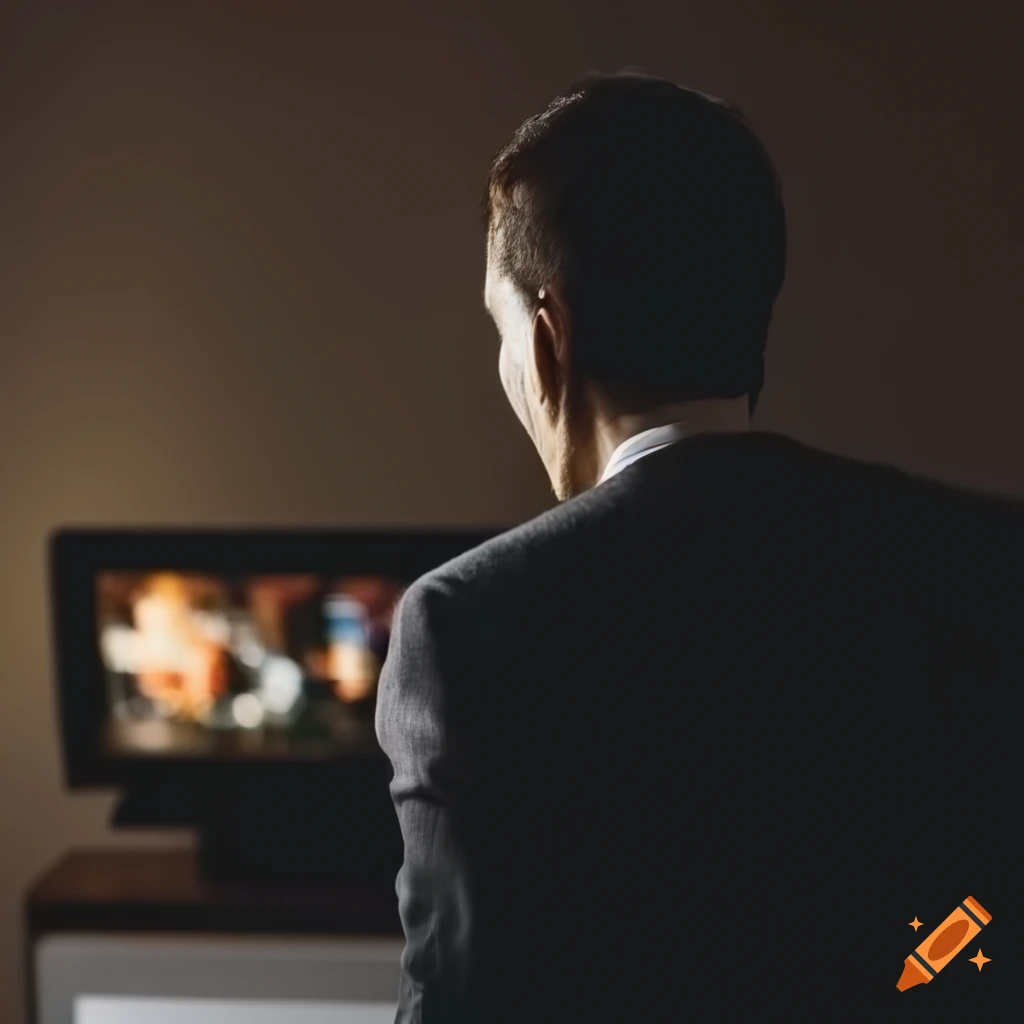 Businessman watching tv in office on Craiyon