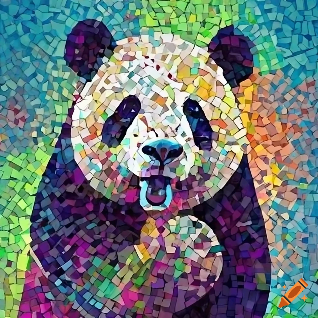 mosaic pop art of a panda bear
