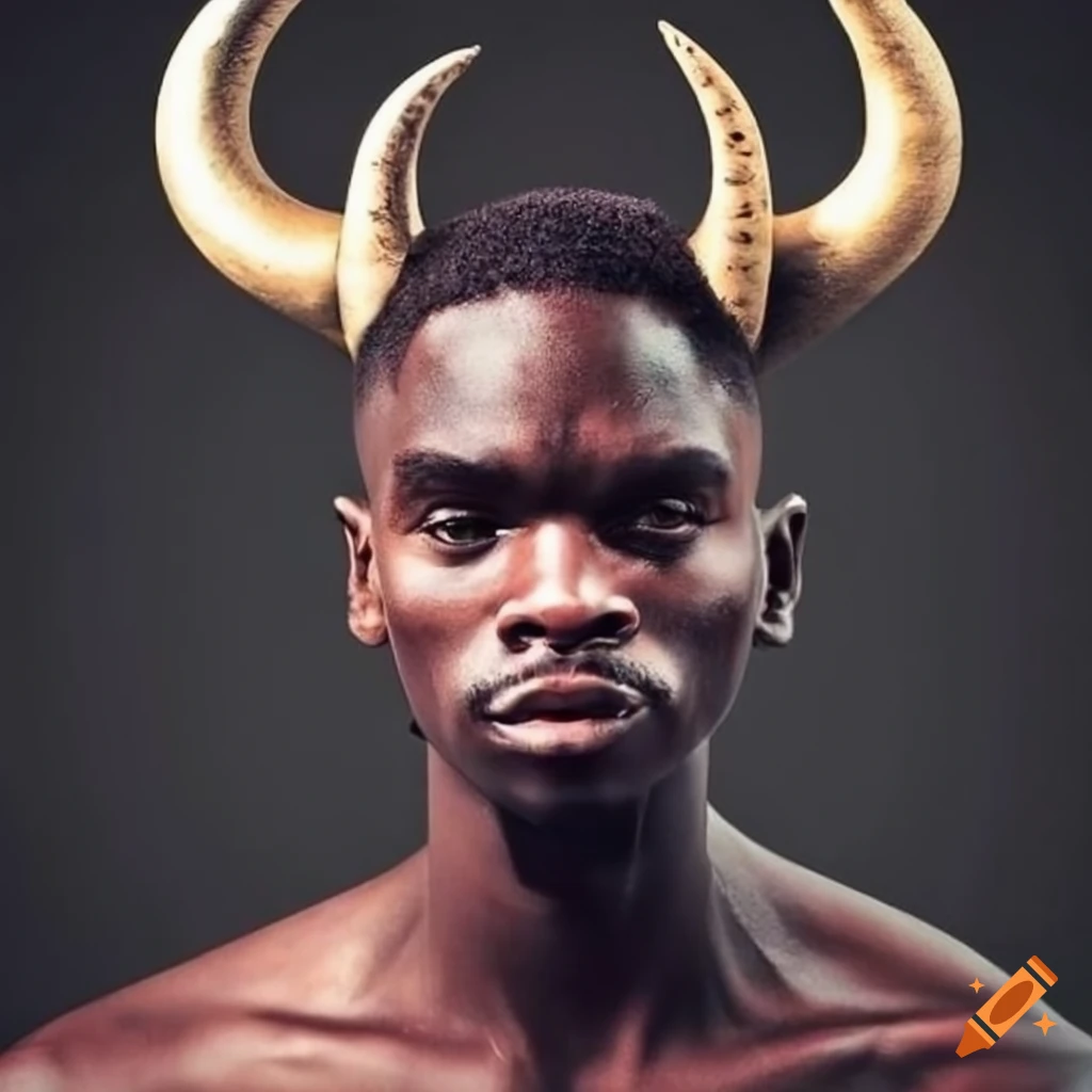 Artistic representation of black men with horns
