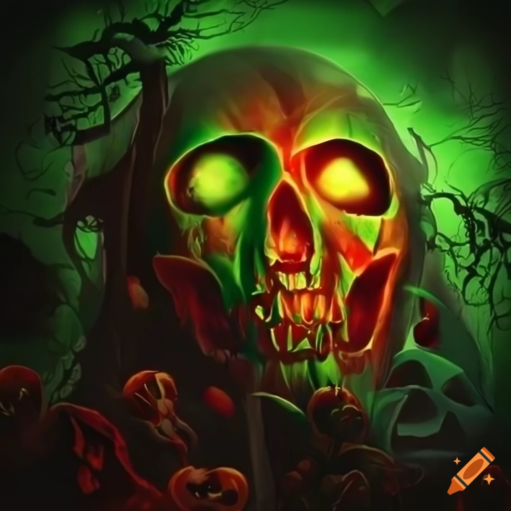 Halloween desktop background with green poison on Craiyon