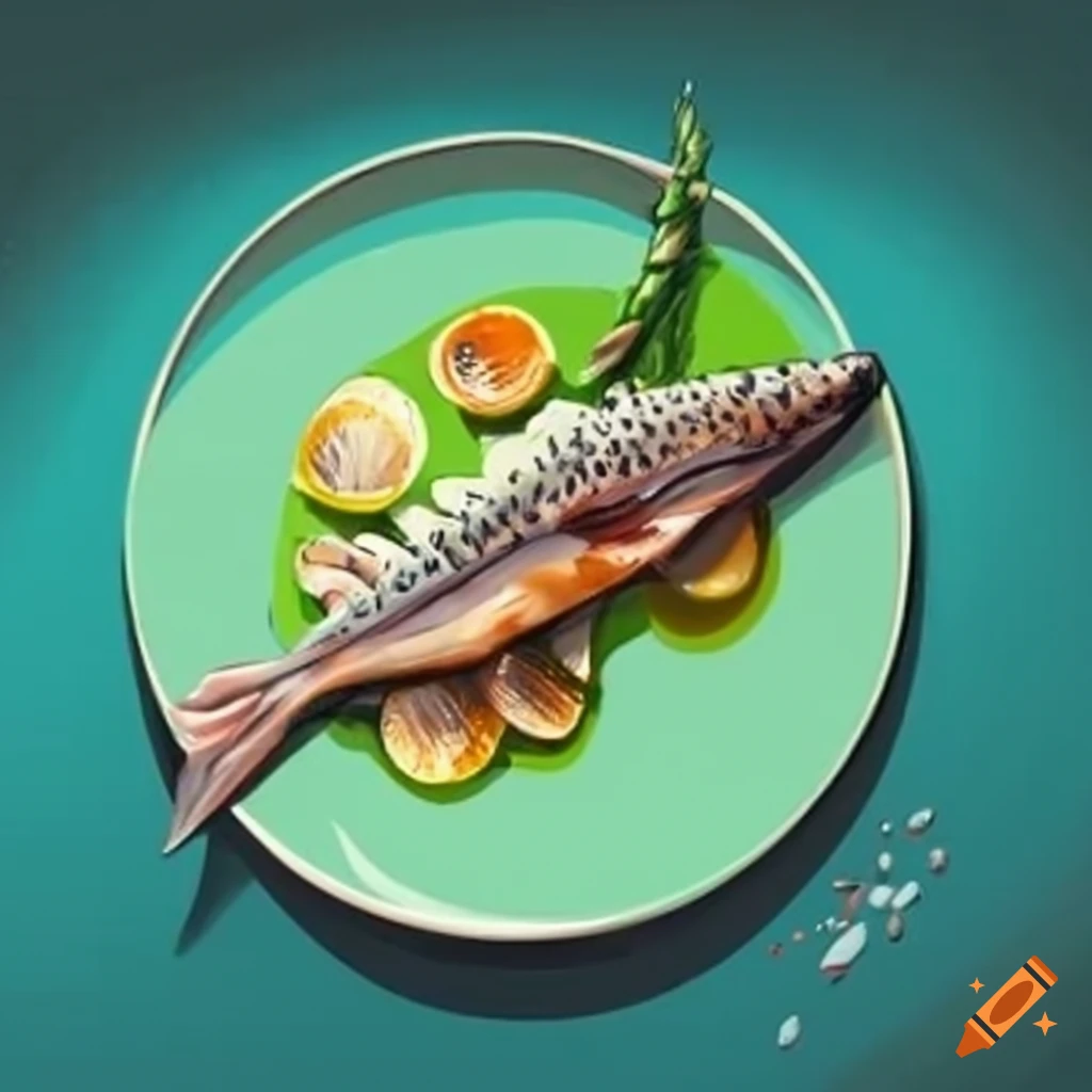 plate of hake with green sauce and asparagus