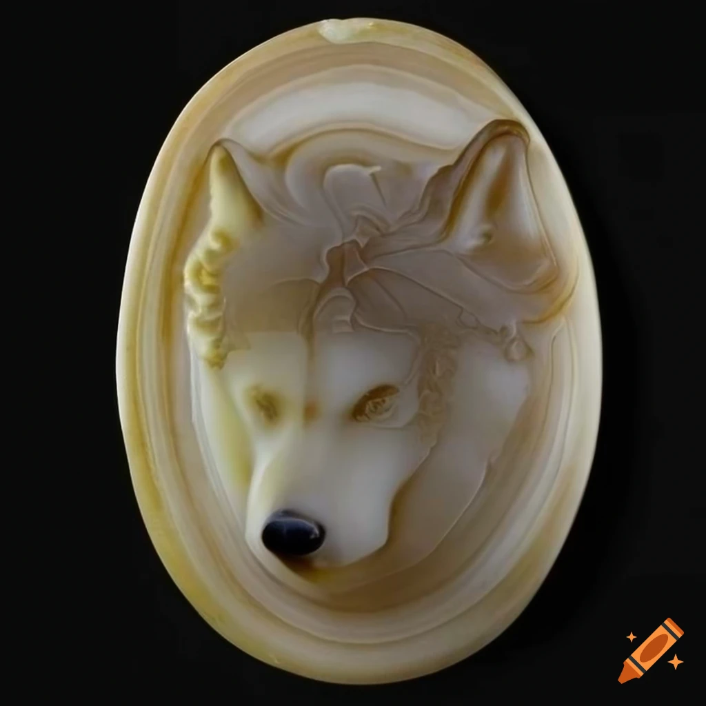 Carved onyx and ivory loth-wolf sculpture on Craiyon