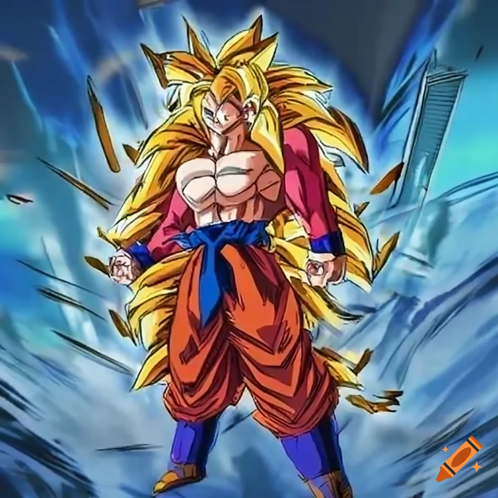 Goku in super saiyan 4 form powering up on Craiyon